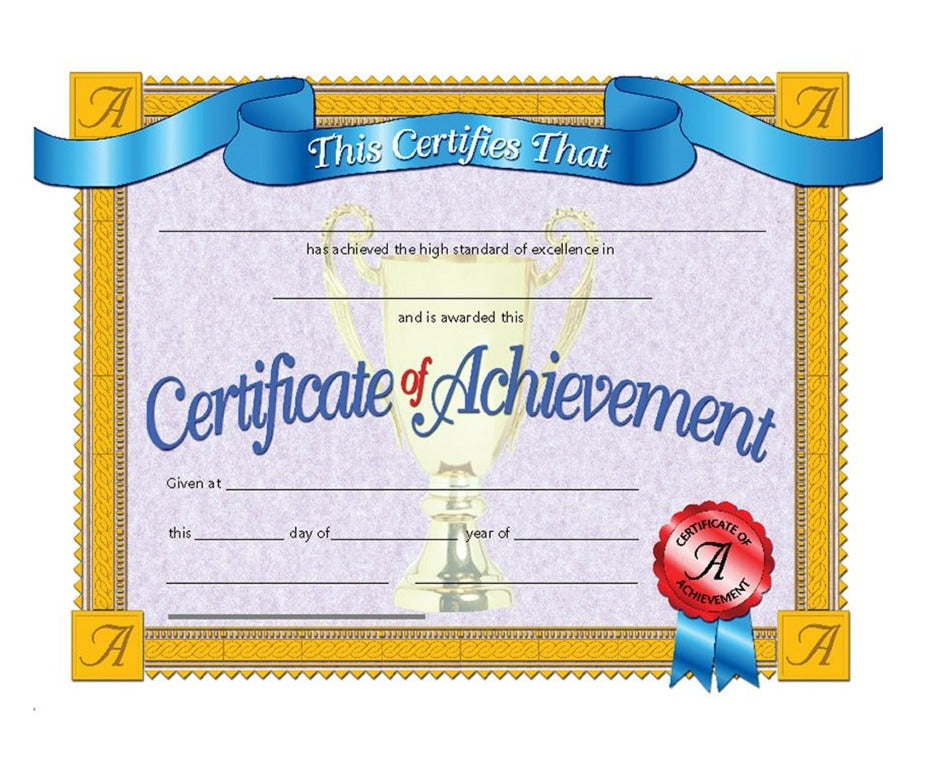 Flipside Certificate of Achievement, 8.5" x 11" Pack of 30 (VA 608)