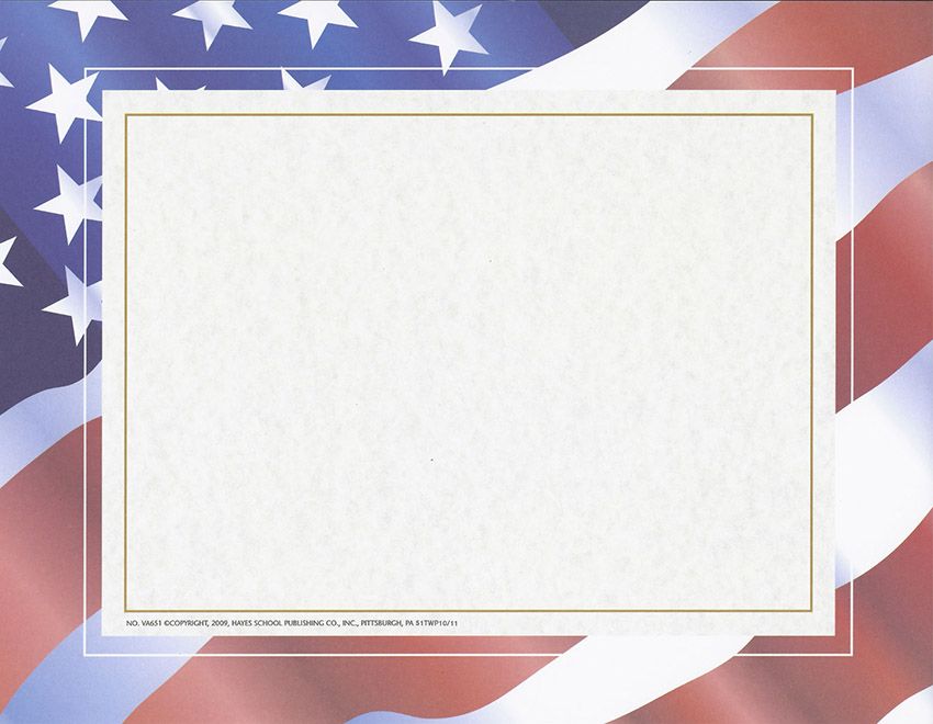 Hayes Stars 'n Stripes Border Paper, Pack of 50, 8.5" x 11" (VA651)