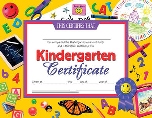 Hayes Kindergarten Certificate, Pack of 30, 8.5" x 11" (VA701)