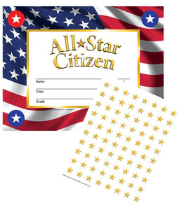 Hayes All-Star Citizen Certificates & Reward Seals, 30 Pack, 8.5" x 11" (VA805)